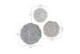 20X20 Grey Metal Textured Feather Disc Wall Decor Set Of 3 - Detail