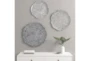20X20 Grey Metal Textured Feather Disc Wall Decor Set Of 3 - Room