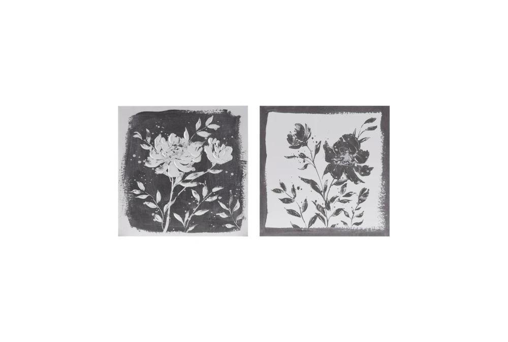 18X18 Black/White Cassia Floral Set Of 2