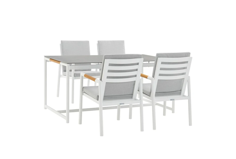Catal White 63" Outdoor Dining Set For 4
