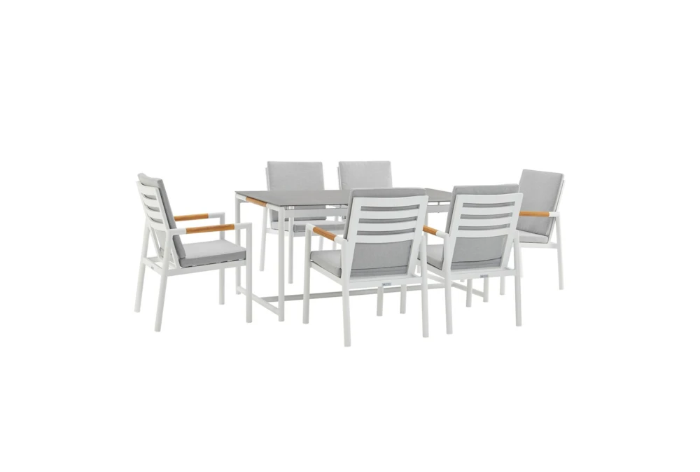 Catal White 63" Outdoor Dining Set For 6