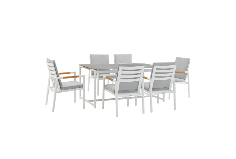 Catal White 63" Outdoor Dining Set For 6 - 360