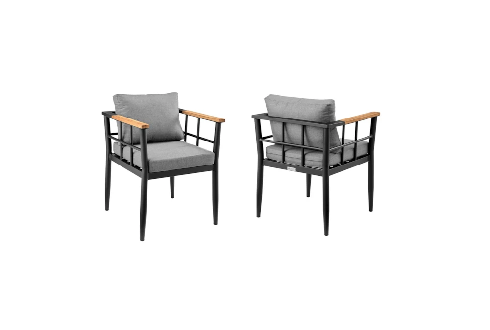 Cubix Outdoor Dining Arm Chair With Teak Accent Set Of 2