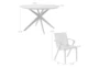 Apola Dark Brown 48" Outdoor Round Dining Set For 4 With Arm Chairs - Detail