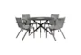 Apola Dark Brown 48" Outdoor Round Dining Set For 4 With Arm Chairs - Signature