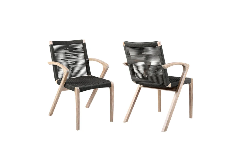 Apola Natural Outdoor Dining Arm Chair Set Of 2