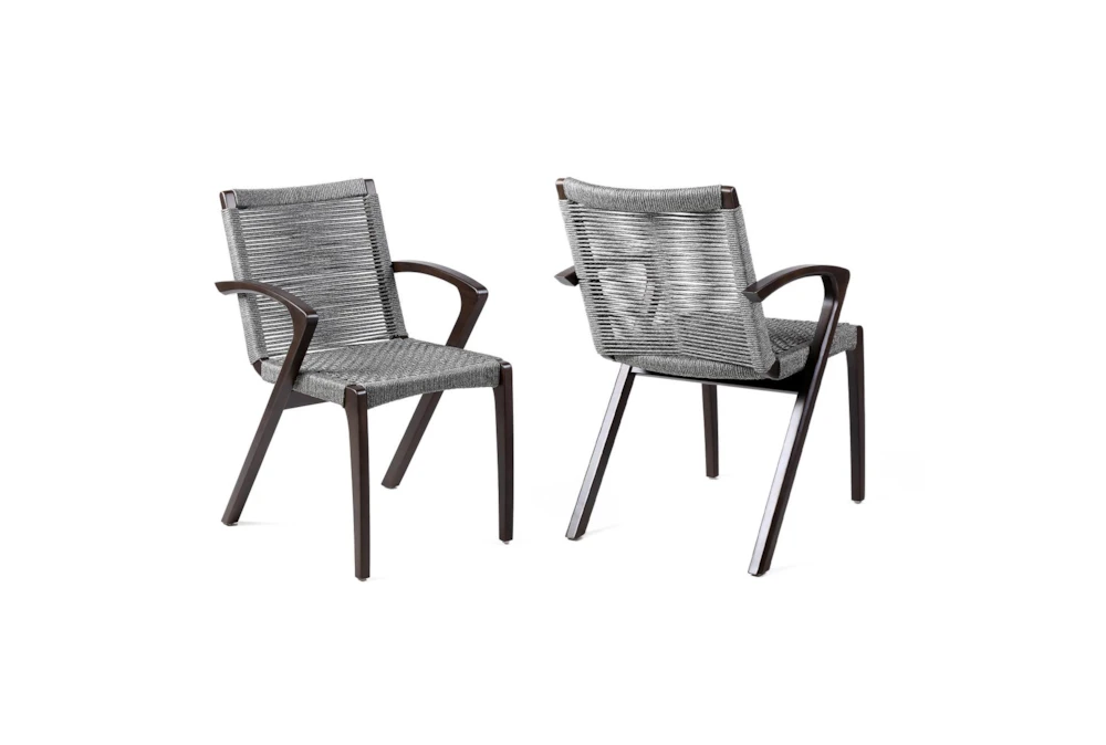Apola Dark Brown Outdoor Dining Arm Chair Set Of 2