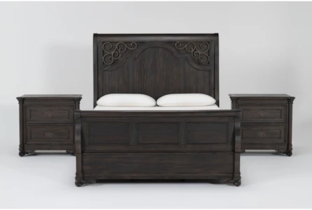 Remi Cal King Sleigh 3 Piece Bedroom Set With 2 Nightstands