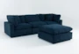 Zone Blue 4 Piece Modular Sectional with 2 Corners, 1 Armless Chair & Ottoman - Side