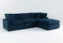 Zone Blue 4 Piece Modular Sectional with 2 Corners, 1 Armless Chair & Ottoman - Signature