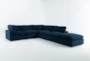 Zone Blue 6 Piece Modular Sectional with 2 Corners, 3 Armless Chairs & Ottoman - Side