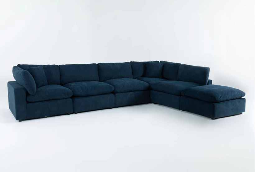 Zone Blue 6 Piece Modular Sectional with 2 Corners, 3 Armless Chairs & Ottoman - 360