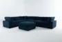 Zone Blue 7 Piece Modular Sectional with 3 Corners, 3 Armless Chairs & Ottoman - Side