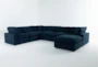 Zone Blue 7 Piece Modular Sectional with 3 Corners, 3 Armless Chairs & Ottoman - Signature