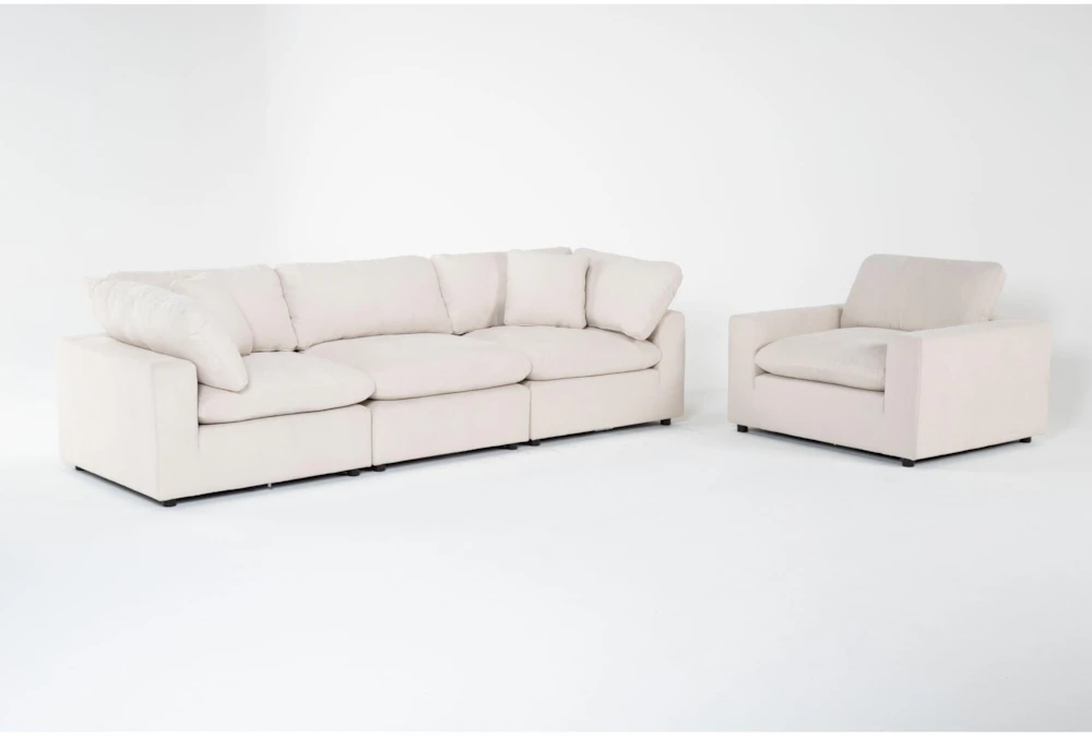 Zone Cream 3 Piece Modular Sofa with Chair