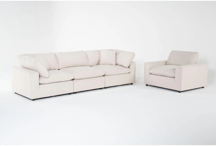 Zone Cream 3 Piece Modular Sofa with Chair - 360