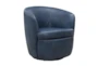 Santiago Navy Leather Swivel Club Chair - Detail