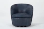 Santiago Navy Leather Swivel Club Chair - Side