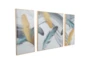 32X36 Blue + Gold Feathers With Gold Frame Set Of 3 - Material