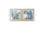 29X29 Blue Dried Plant Leaves With Brown Frame Set Of 2 - Detail