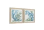 29X29 Blue Dried Plant Leaves With Brown Frame Set Of 2 - Material