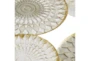 47X24 Gold Grey White Geometric Metal Discs Wall Sculpture Decor - Detail