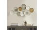 47X24 Gold Grey White Geometric Metal Discs Wall Sculpture Decor - Room