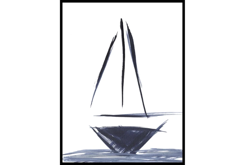 32X42 Sailboat Line Drawing With Black Frame - 360