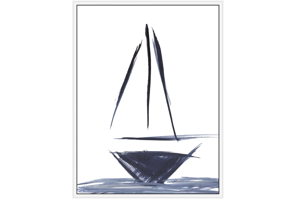 32X42 Sailboat Line Drawing With White Frame