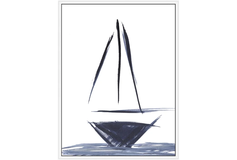 32X42 Sailboat Line Drawing With White Frame - 360