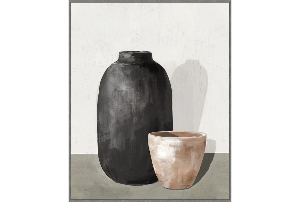 42X52 Black & Tan Pottery I With Grey Frame