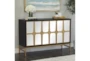 Ronda Vista 48" Glam Black + Gold Wood Cabinet With Glass Doors - Room