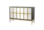 Ronda Vista 48" Glam Black + Gold Wood Cabinet With Glass Doors - Signature