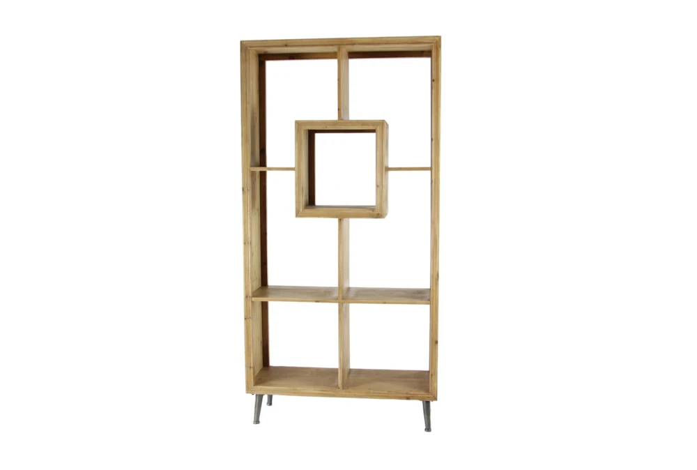 70" Natural Brown Wood Modern Bookcase