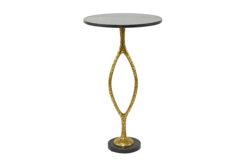 28" Marble + Gold Aluminum Accent Table - 360