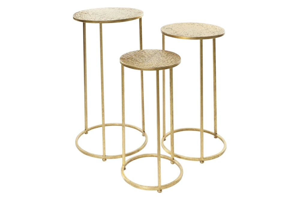 Set Of 3 Gold Metal Accent Tables