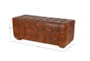 48" Brown Leather & Teak Wood Bench - Detail