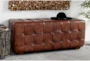 48" Brown Leather & Teak Wood Bench - Room