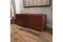 48" Brown Leather & Teak Wood Bench - Room