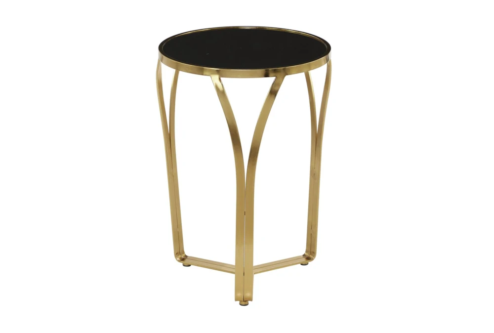 23" Black + Gold Metal Accent Table
