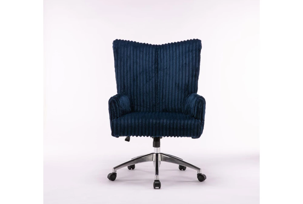Navy Textured Fabric Rolling Office Desk Chair