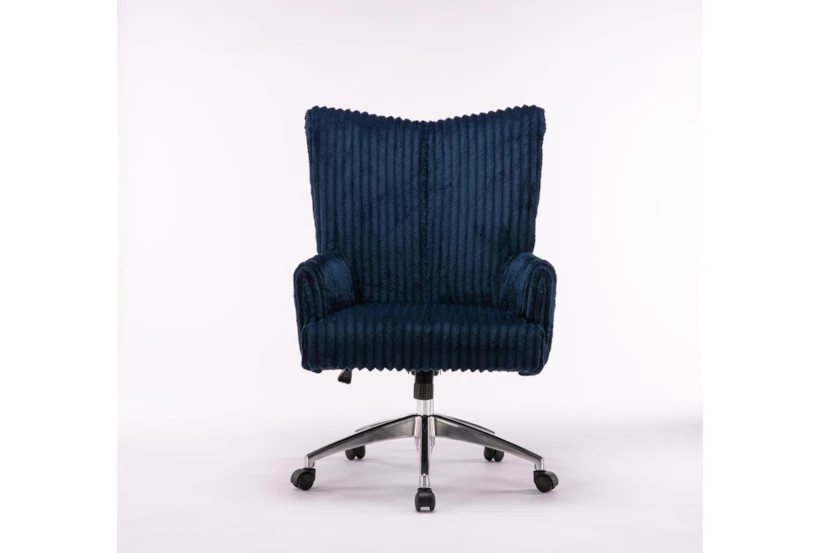 Navy Textured Fabric Rolling Office Desk Chair - 360