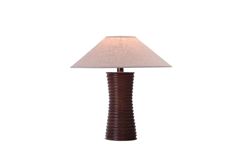 23" H Brown Ribbed Hourglass Style Table Lamp - 360