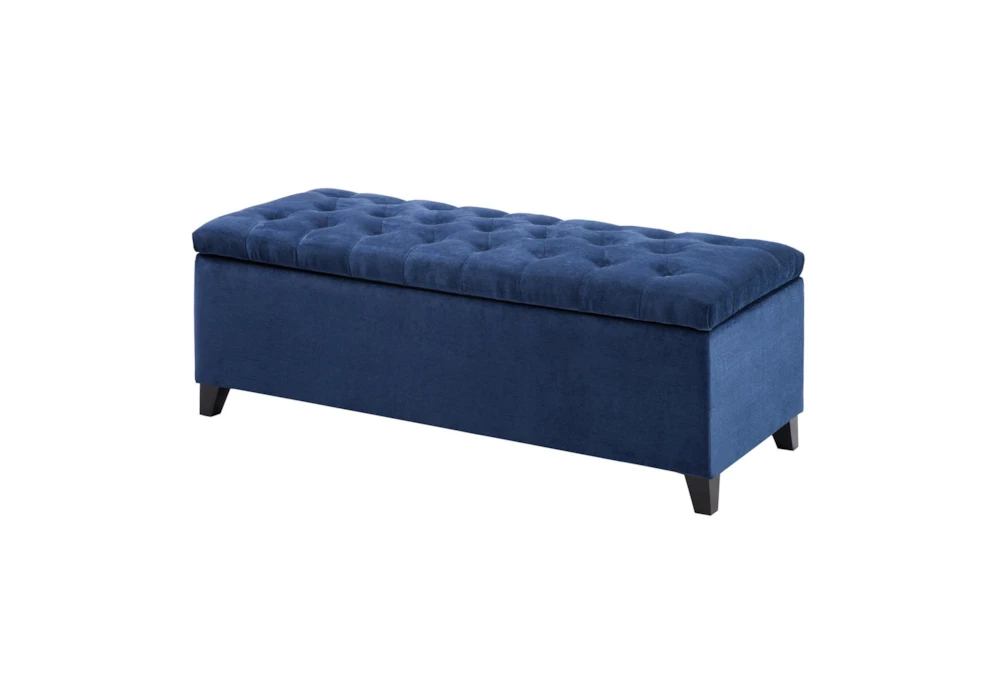 49" Maia Modern Navy Tufted Soft Close Bedroom Storage Bench