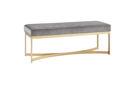 48" Loren Grey Upholstered Accent Bench With Metal Base
