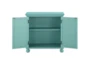 28" Antique Aqua Wood Accent Chest With Glass + Wood Doors - Detail