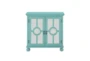 28" Antique Aqua Wood Accent Chest With Glass + Wood Doors - Front