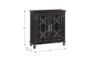 34" Antique Black Wood Accent Cabinet With Glass + Wood Doors - Detail