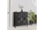 34" Antique Black Wood Accent Cabinet With Glass + Wood Doors - Room