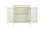 34" Antique White Wood Accent Cabinet With Glass + Wood Doors - Detail